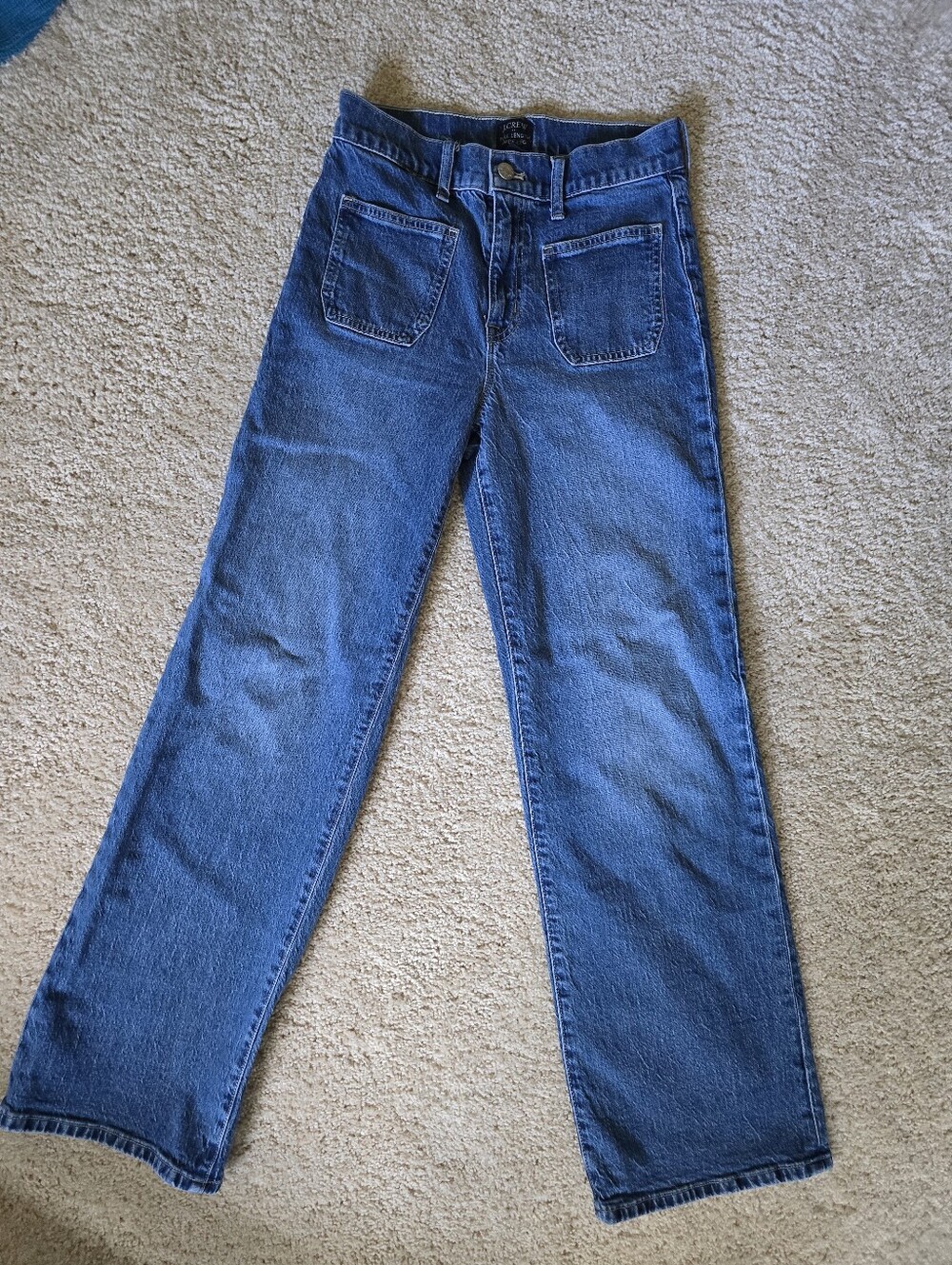 J. Crew Full Length Wide Leg Size 24 Blue Jeans